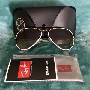 Ray-Bans Aviator Full Color Grey ON Legend Gold/Clear Gradient Grey Lens
